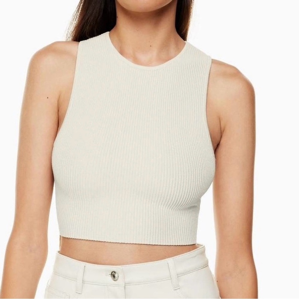 Babaton by Aritzia Rory Sculpt Ribbed Knit Racer Cropped Tank Top Size XS - Picture 8 of 8